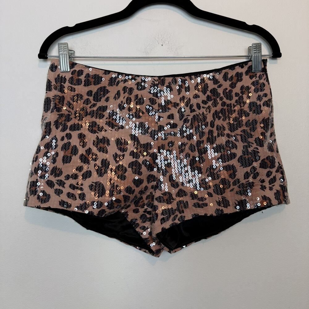 Dollskill Current Mood cheetah print sequin micro shorts hot pants MD festival
